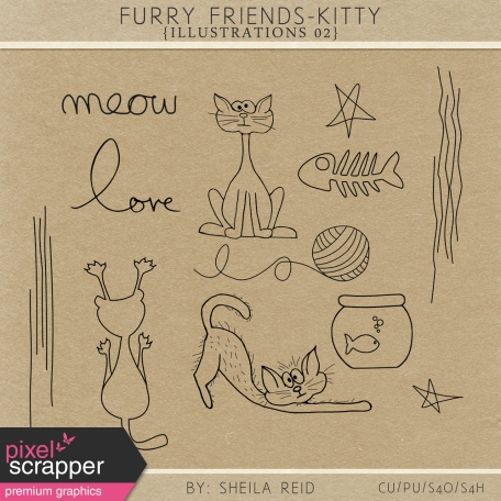 Furry Friends- Kitty Illustrations 02 Kit