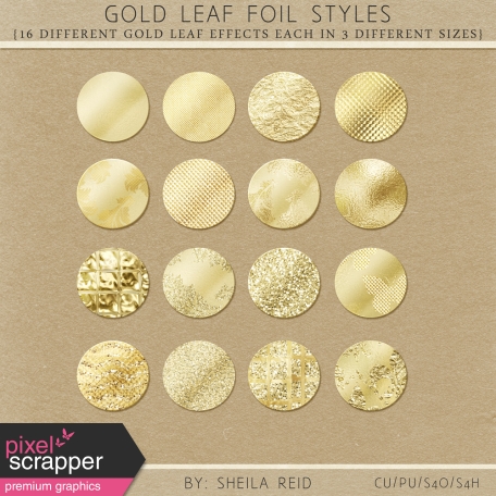 Gold Leaf Foil Styles by Sheila Reid graphics kit | DigitalScrapbook ...