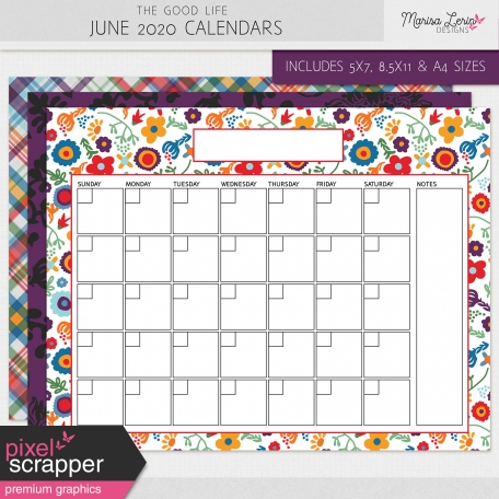 The Good Life: June 2020 Calendars Kit
