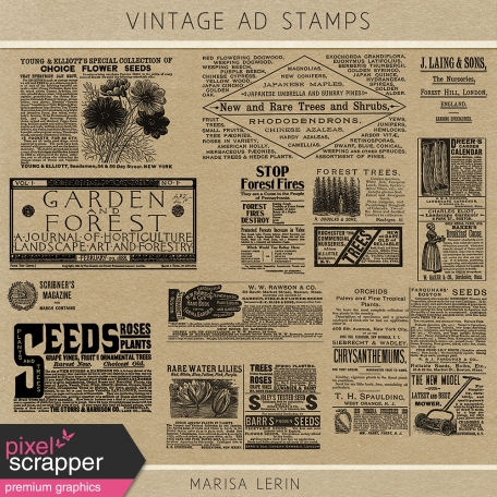 Vintage Ad Stamps Kit by Marisa Lerin graphics kit | DigitalScrapbook ...