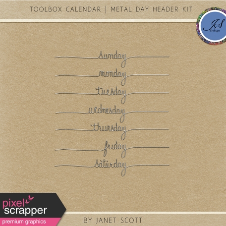 Toolbox Calendar - Metal Day Header Kit