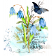 Aqua Navy Blue Watercolor Botanical Blendable Transfer