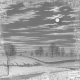 Winter Scene in Moonlight- Gray Newsprint