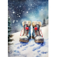 Watercolor Snowy Winter Boots Image, 5&quot;x7&quot;